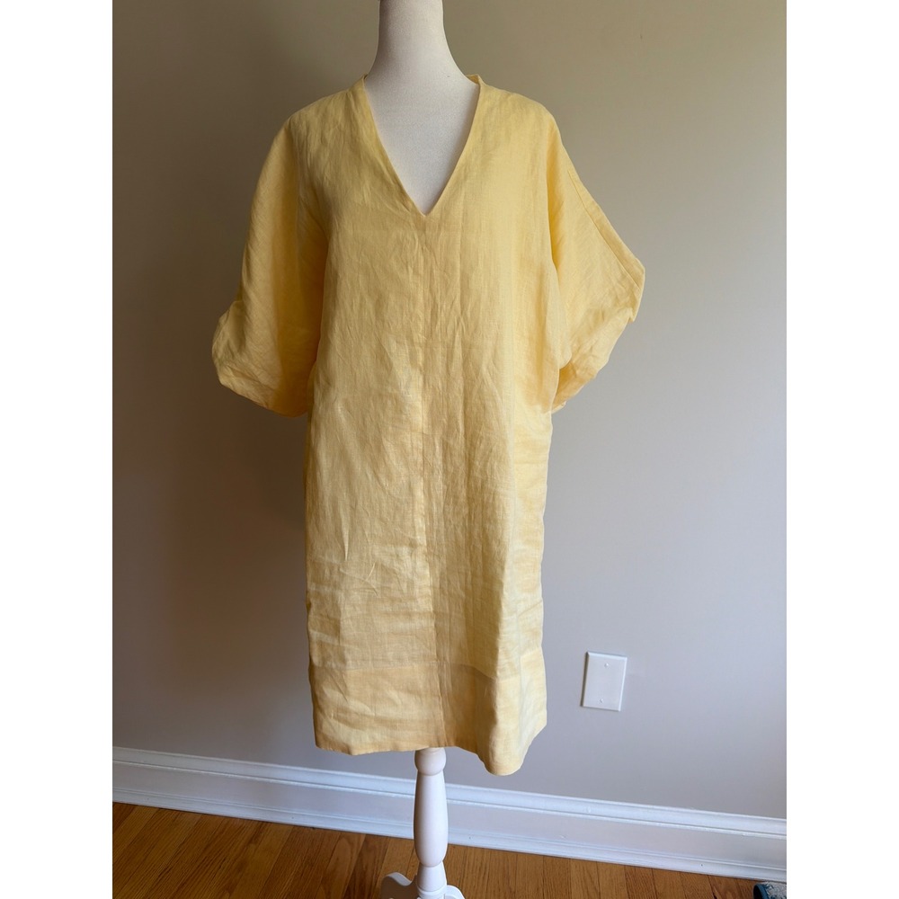 Banana Republic Pale Yellow V-Neck Midi Dress
